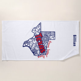 Toalha De Praia Flores de Texas Personalizadas com Desenhos