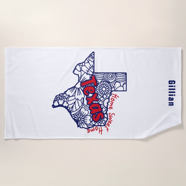 Toalha De Praia Flores de Texas Personalizadas com Desenhos (Frente)