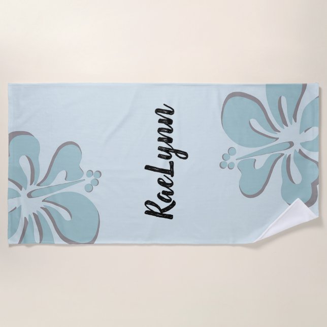 Toalha De Praia Flores Hibiscus Personalizadas (Frente)