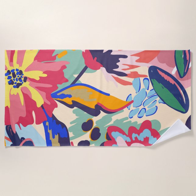 Toalha De Praia Floresta e rosas (Frente)