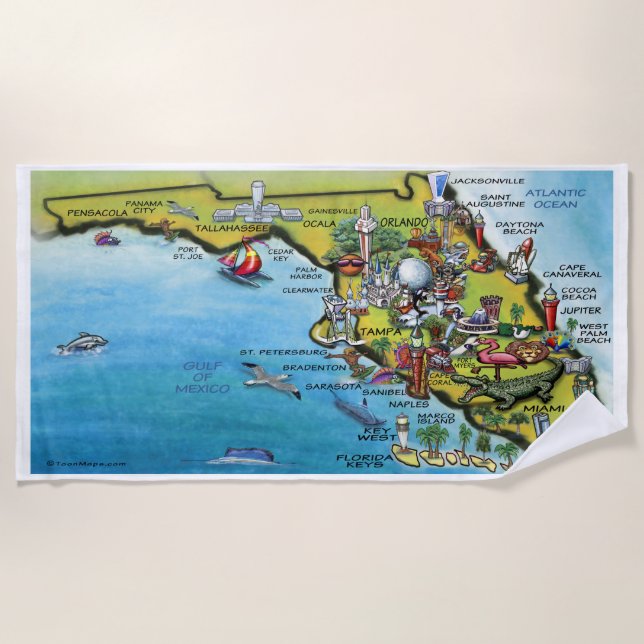 Toalha De Praia Florida Fun Map Beach Towel (Frente)