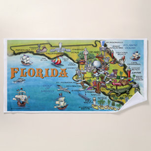 Toalha De Praia Florida Fun Map Beach Towel