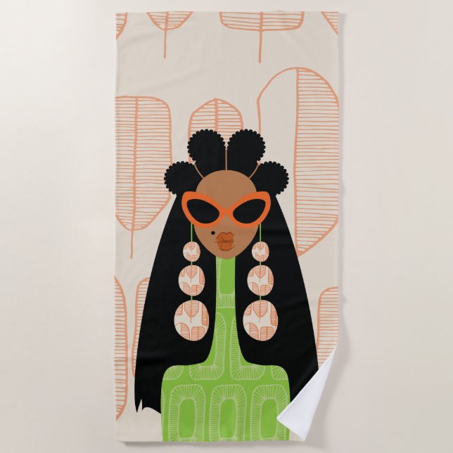 Toalha De Praia Fly Girl Orange e Green Beach Towel (Frente)