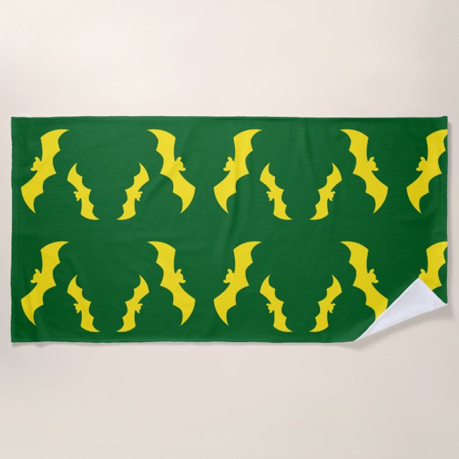 Toalha De Praia Flying Yellow Halloween Bats (Frente)