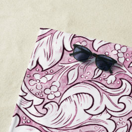 Toalha De Praia Folhagem rosa cor-de-rosa Ornamentado Barroco
