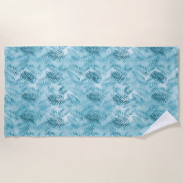 Toalha De Praia Folhas Azuis Tropicais Aloha Aqua