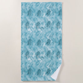 Toalha De Praia Folhas Azuis Tropicais Aloha Aqua