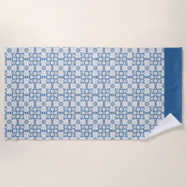 Toalha De Praia Folhas de Natal e azulejos de flores