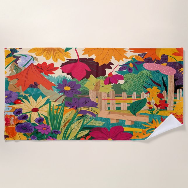 Toalha De Praia Folhas de outono (Frente)