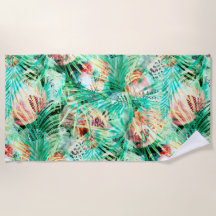 folhas de palma, tropicais, botânicas, coloridas