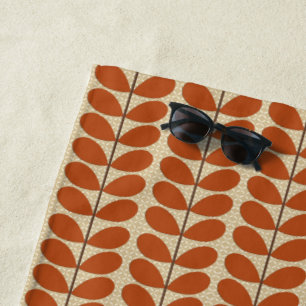 Toalha De Praia Folhas do meio século, oxidação Brown e bege