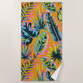 Toalha De Praia Folhas Tropicais Havaianas E Plantas Padrão-Impres