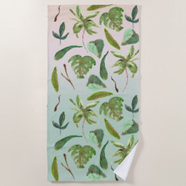 Toalha De Praia Folhas Verdes Tropical Gold