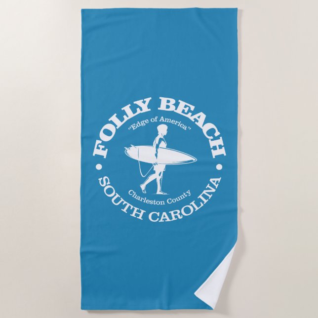 Toalha De Praia Folly Beach (surfer) (Frente)