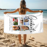 Toalha De Praia Formando Elegante de Graduação Multifoto de Script<br><div class="desc">O Elegante Script Multi Photo Graduation Towels apresenta cinco das suas fotos favoritas do seu formando universitário ou segundo grau com o robusto "Formando" do roteiro de caligrafia negra moderno. Presentes simples,  na moda e clássicos de graduação mantêm presentes. Criado por ©Evco Studio www.zazzle.com/store/evcostudio</div>