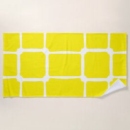 Toalha De Praia Formas Amarelas Quadrados Negros Assimétricos