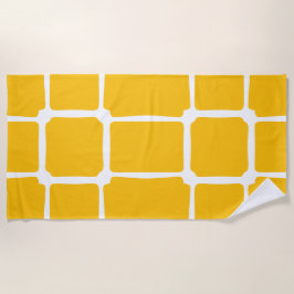 Toalha De Praia Formas Amarelas Quadrados Negros Assimétricos