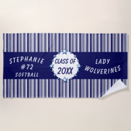 Toalha De Praia Formatação da Escola Azul e Branca Personalizada