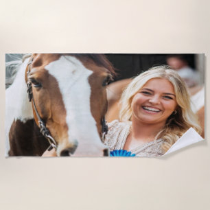 Toalha De Praia Foto de Cavalo de Exposição de Gado Personalizada