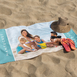 Toalha De Praia Foto de Família Moderna Destino de Férias Personal