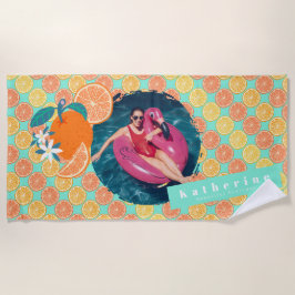 Toalha De Praia Foto do Teal Azul Orange Summer