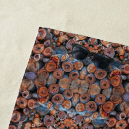 Toalha De Praia Fotografia de Troncos de Árvore Cortados Empilhado