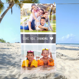 Toalha De Praia Fotos da Vovó Amor Moderno Cinza