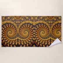 Fractal Espiral Dourado abstrato preto