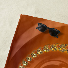 Toalha De Praia Fractal Espiral Gradiente Laranja Dourado abstrato
