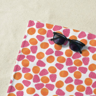Toalha De Praia Framboesas Tangerinas de Branco para Personalizar