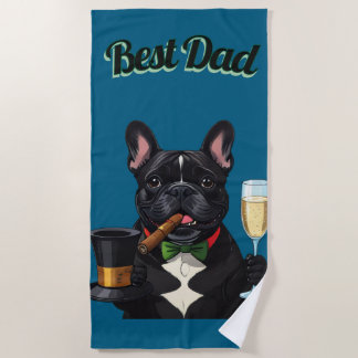 Toalha De Praia Französische Bulldogge mit Zigarre Vatertag