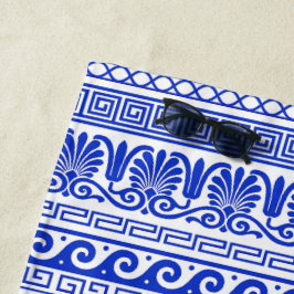 Toalha De Praia Frete Grego, Padrão Mediterrânico, Azul