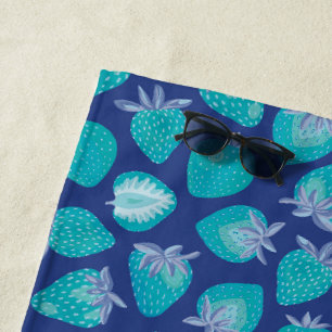 Toalha De Praia Fruta de Morango Azul no Verão