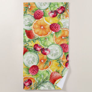 Toalha De Praia Fruta de Verão de Aquarela