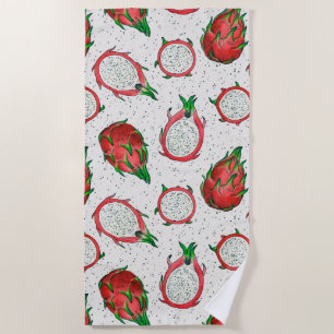 Toalha De Praia Fruta do dragão vermelho em branco