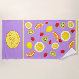 Toalha De Praia Frutas de Verão Zesty monogramadas 