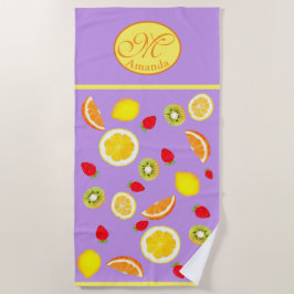 Toalha De Praia Frutas de Verão Zesty monogramadas 