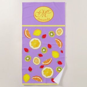 Toalha De Praia Frutas de Verão Zesty monogramadas 