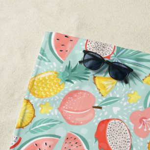 Toalha De Praia Frutas E Flores Exóticas