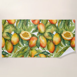 Toalha De Praia Frutas e Folhas de Manga