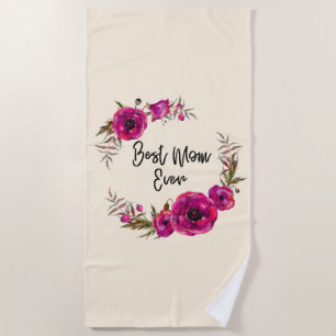 Toalha De Praia Fuchsia Poppy Wreath Rosa Melhor Mãe
