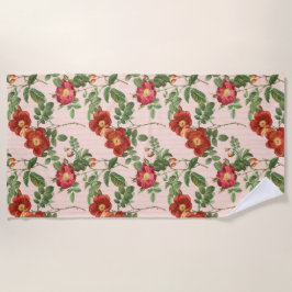 Toalha De Praia Fundo da faixa rosa Rosas vitoriana