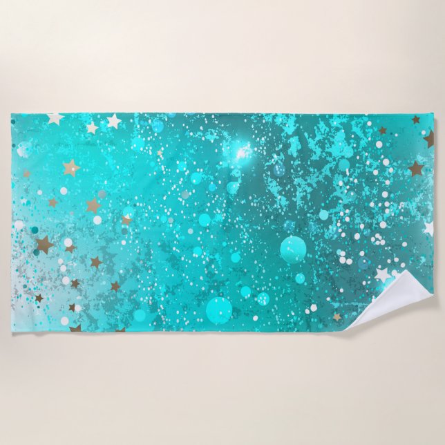 Toalha De Praia Fundo do Mint Turquoise Foil (Frente)