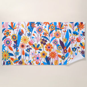 Toalha De Praia Fundo Floral Multicolor Exótico-32939