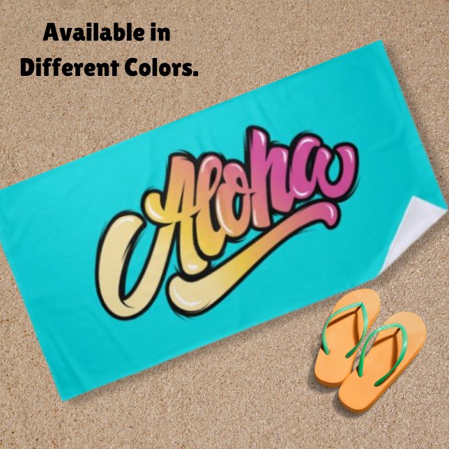 Toalha De Praia Funky Modern Aqua Blue Hawaiian Aloha (Criador carregado)
