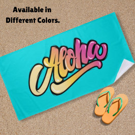 Toalha De Praia Funky Moderno Azul Aqua Havaiano Aloha