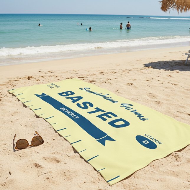 Toalha De Praia Funny BASTED Butter Stick Personalized Yellow  (Custom Stick of Butter Beach Towel. Personalize with your name and customize all text)
