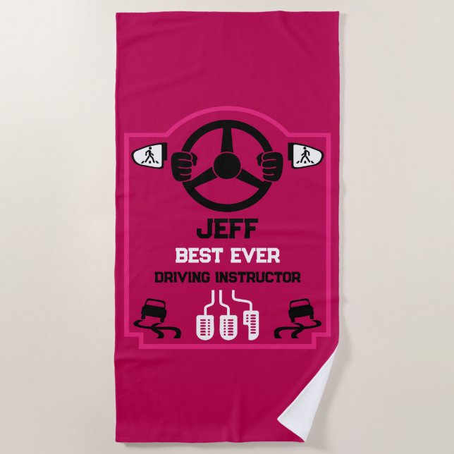 Toalha De Praia Funny Driving Instructor Gift (Frente)