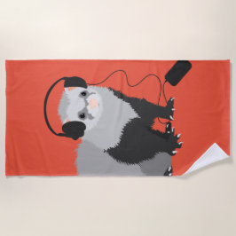 Toalha De Praia Funny Ferret Music Lover
