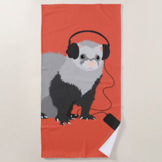 Toalha De Praia Funny Ferret Music Lover